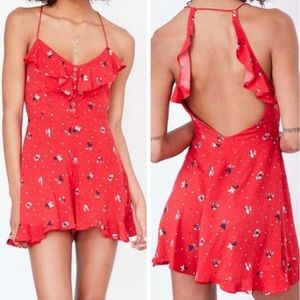 Urban Outfitters Kimchi Blue Red Ruffle Romper